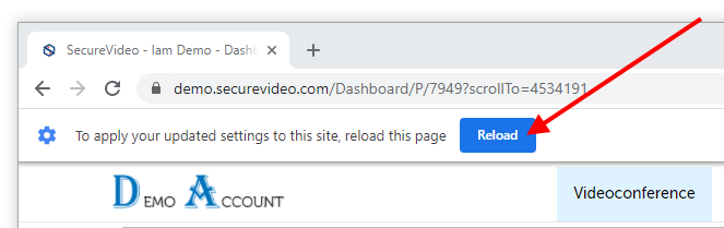 Arrow pointing at Reload button